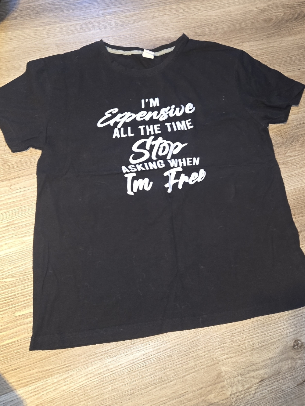 Black Graphic Tee with White Slogan
